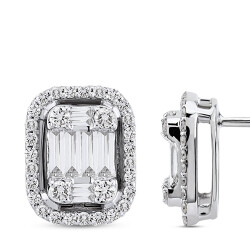 Silveroni 0.62 Carat Baguette Lab Grown Diamond Earrings - 2