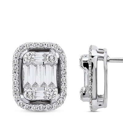Silveroni 0.62 Carat Baguette Lab Grown Diamond Earrings - 2