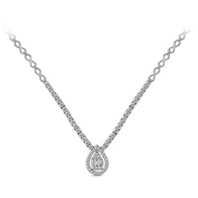 Silveroni 0.62 Carat Baguette Lab Grown Diamond Necklace - 1