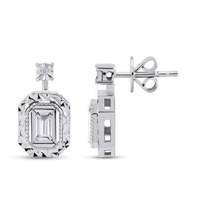 Silveroni 0.05 Carat Baguette Lab Grown Diamond Earrings - 1