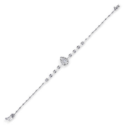 Silveroni 0.14 Carat Baguette Lab Grown Diamond Bracelet - 2
