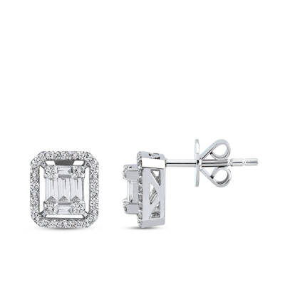 Silveroni 0.25 Carat Baguette Lab Grown Diamond Earrings - 1