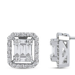 Silveroni 0.25 Carat Baguette Lab Grown Diamond Earrings - 2