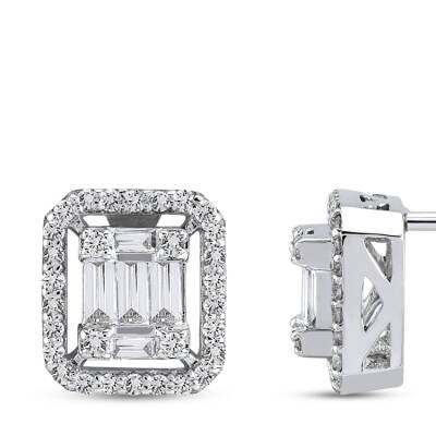 Silveroni 0.25 Carat Baguette Lab Grown Diamond Earrings - 2