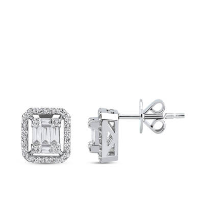 Silveroni 0.34 Carat Baguette Lab Grown Diamond Earrings - 1
