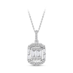 Silveroni 0.47 Carat Baguette Lab Grown Diamond Pendant Necklace - Silveroni