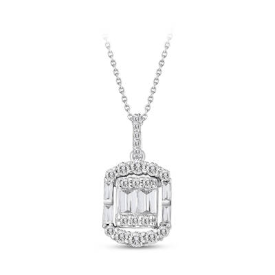 Silveroni 0.47 Carat Baguette Lab Grown Diamond Pendant Necklace - 1
