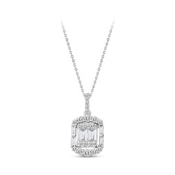 Silveroni 0.47 Carat Baguette Lab Grown Diamond Pendant Necklace - 2