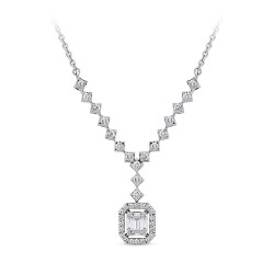 Silveroni 0.55 Carat Baguette Lab Grown Diamond Necklace - 2