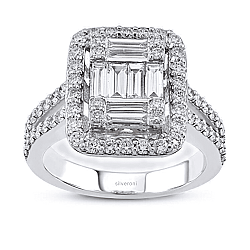 Silveroni 1.00 Carat Baguette Lab Grown Diamond Ring - Silveroni