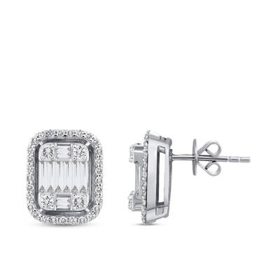 Silveroni 1.07 Carat Baguette Lab Grown Diamond Earrings - 1
