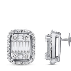 Silveroni 1.07 Carat Baguette Lab Grown Diamond Earrings - 2