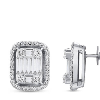 Silveroni 1.07 Carat Baguette Lab Grown Diamond Earrings - 2