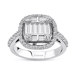 Silveroni 1.12 Carat Baguette Lab Grown Diamond Ring - Silveroni