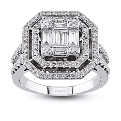 Silveroni 1.30 Carat Baguette Lab Grown Diamond Ring - Silveroni