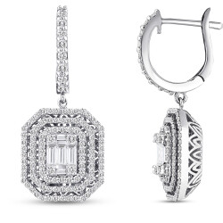 Silveroni 1.31 Carat Baguette Lab Grown Diamond Earrings - 2