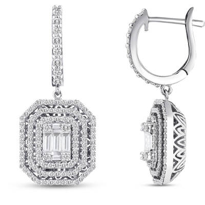 Silveroni 1.31 Carat Baguette Lab Grown Diamond Earrings - 2