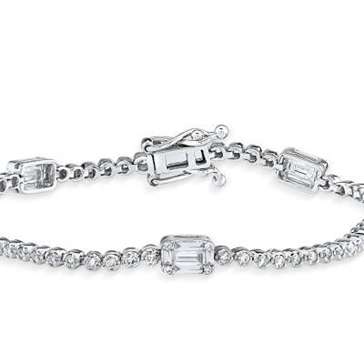 Silveroni Baguette Line Bracelet With 1.38 Carat Lab Grown Diamonds - 2