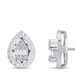 Silveroni Baguette Lab Grown Diamond Earrings, 0.22 Carat - 2