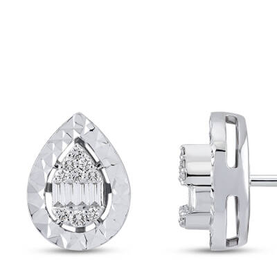 Silveroni Baguette Lab Grown Diamond Earrings, 0.22 Carat - 2