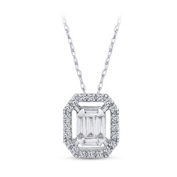 Silveroni Baguette Lab Grown Diamond Necklace, 0.17 Carat - Silveroni