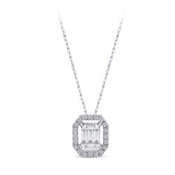 Silveroni Baguette Lab Grown Diamond Necklace, 0.17 Carat - 2