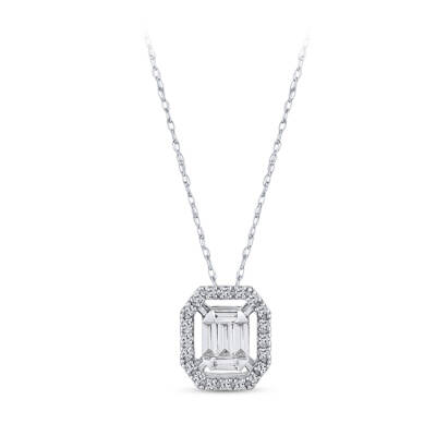 Silveroni Baguette Lab Grown Diamond Necklace, 0.17 Carat - 2