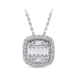 Silveroni Baguette Lab Grown Diamond Necklace, 0.18 Carat - Silveroni