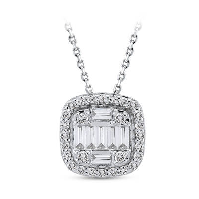 Silveroni Baguette Lab Grown Diamond Necklace, 0.18 Carat - 1