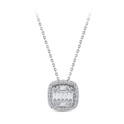 Silveroni Baguette Lab Grown Diamond Necklace, 0.18 Carat - 2