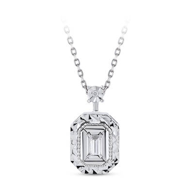 Silveroni 0.03 Carat Baguette Lab Grown Diamond Necklace - 1