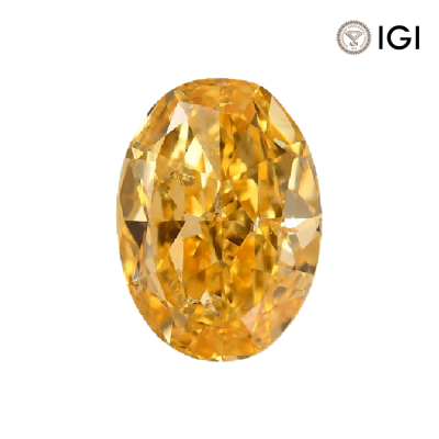 0.18 Carat Oval Lab Grown Diamond, Fancy Vivid Colored Diamond Color, VS1 Clarity | Silveroni - 1