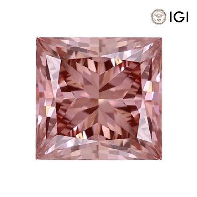 0.42 Carat Princess Lab Grown Diamond, Fancy Vivid Colored Diamond Color, VS1 Clarity | Silveroni - 1