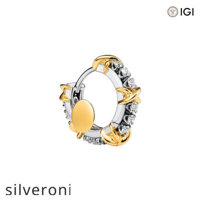 Sixteen Stone Narrow Earrings in Platinum and Yellow Gold with Round Brilliant Diamonds - 2