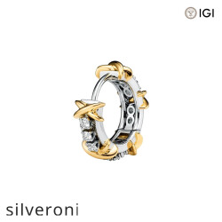 Sixteen Stone Narrow Earrings in Platinum and Yellow Gold with Round Brilliant Diamonds - 3