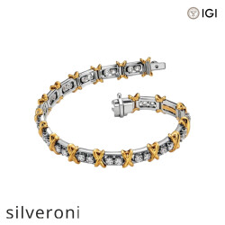 Sixteen Stone Round Excellent Cut Diamond Bracelet in Platinum and Yellow Gold - 3