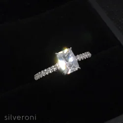 Sleek Emerald Solitaire Lab Grown Diamond Ring | Sustainable Elegance by Silveroni - 2