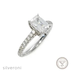 Sleek Emerald Solitaire Lab Grown Diamond Ring | Sustainable Elegance by Silveroni - 1