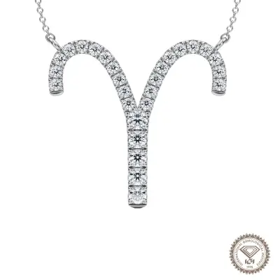 Sparkling Aries Zodiac Necklace in Lab Grown Diamond - 1