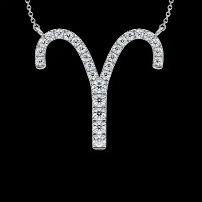 Sparkling Aries Zodiac Necklace in Lab Grown Diamond - 2