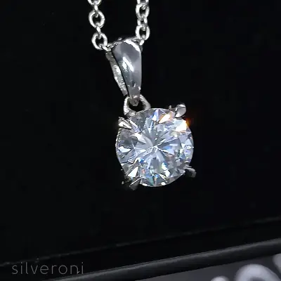 Starlit Harmony Round Lab Grown Diamond Necklaces | Sustainable Elegance by Silveroni - 2