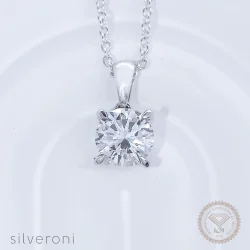 Starlit Harmony Round Lab Grown Diamond Necklaces | Sustainable Elegance by Silveroni - 1