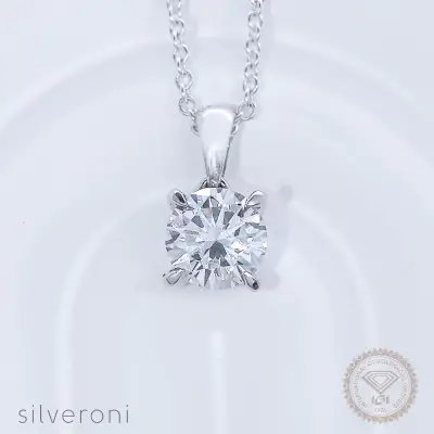 Starlit Harmony Round Lab Grown Diamond Necklaces | Sustainable Elegance by Silveroni - 1