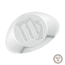 Stunning Virgo Zodiac Signet Ring in 18K White Gold - 1