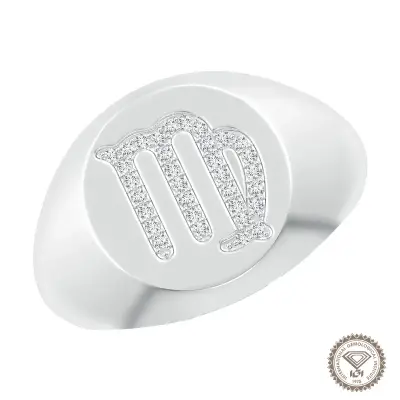 Stunning Virgo Zodiac Signet Ring in 18K White Gold - 1