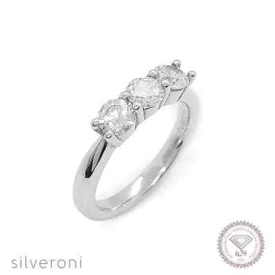 Triple Brilliance Lab Grown Diamond Band | Sustainable Elegance by Silveroni - 1