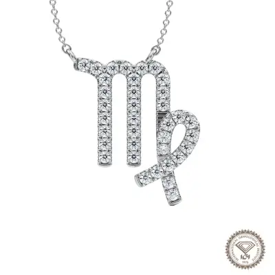 Virgo Zodiac Sign Diamond Necklace, IGI-Certified Lab-Grown - 1